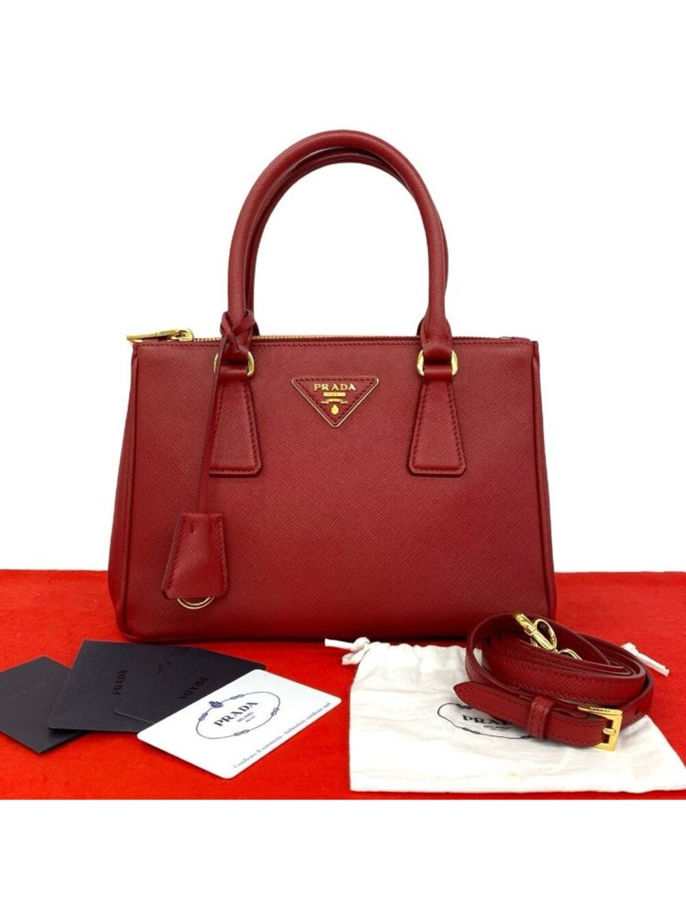 Prada Galleria Triangle Logo Saffiano Leather 2-Way Shoulder Bag